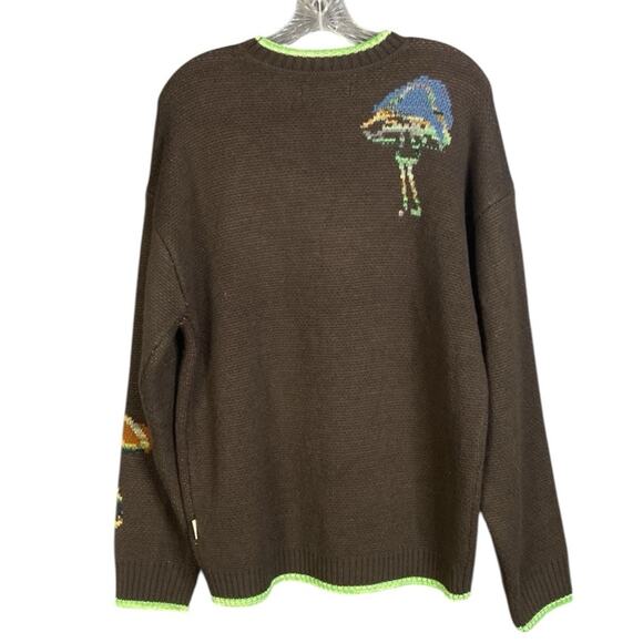 UO Urban Outfitters Brown Graphic Mushroom Crew Sweater in Men's Small - Picture 4 of 11